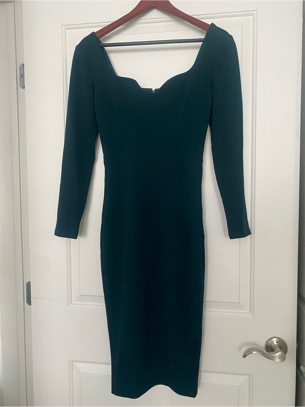 Dress the Population Forest Green Midi Bodycon Dress with Sweetheart Neckline